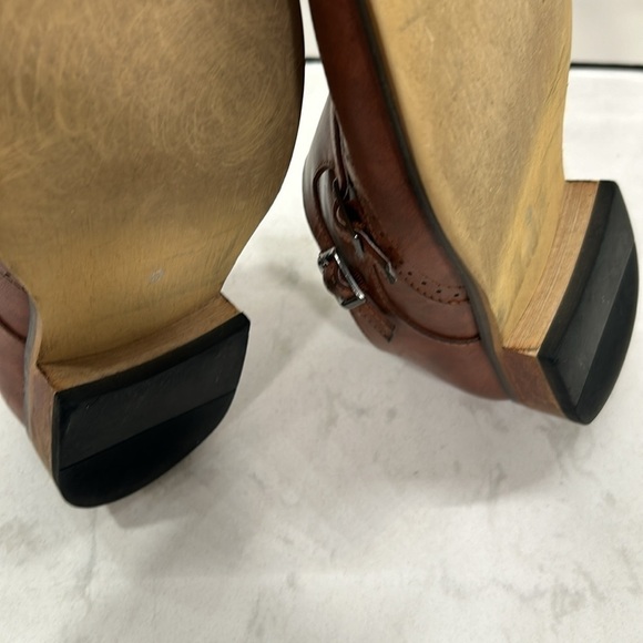 Gino Vitale Brown Monk Strap Brogue Wingtip Leather Men's Dress Shoe 9 - Picture 13 of 16